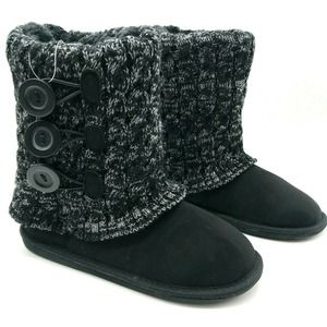 Falls Creek Elisa Winter Boots Black Suede Knit